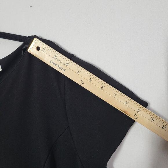 Susan Graver Women’s 2X Black Ponte Knit Cap Sleeve Midi Dress LBD Slimming Work - Picture 9 of 14